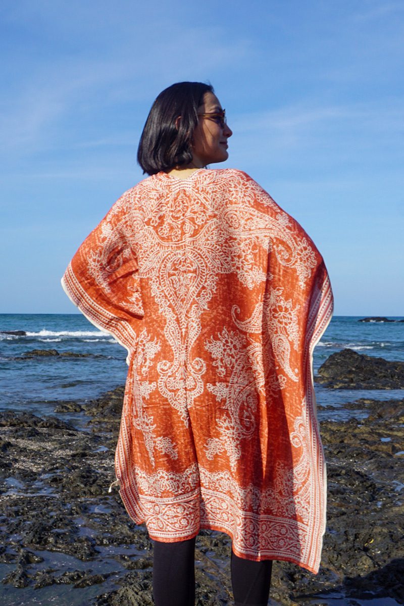 Kimono anaranjado con blanco - Image 2