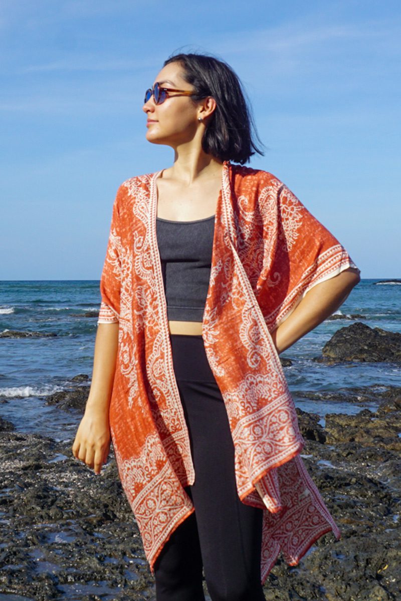 Kimono anaranjado con blanco - Image 3