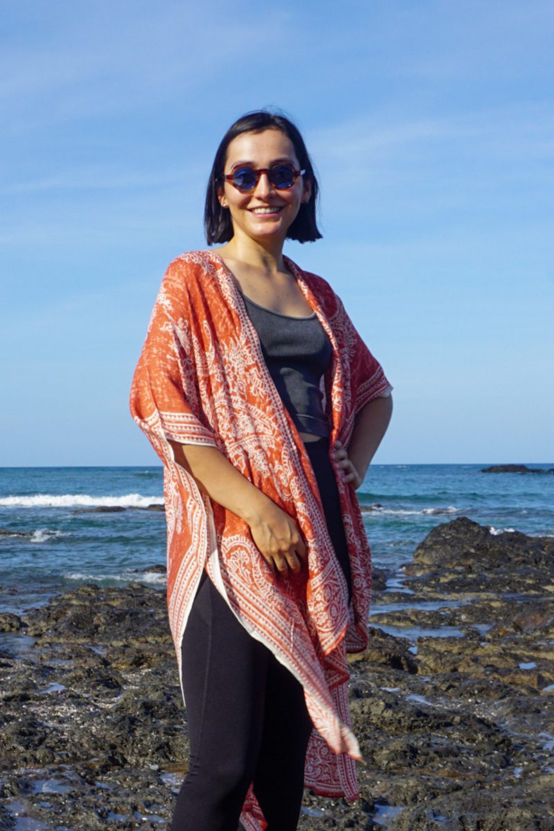 Kimono anaranjado con blanco